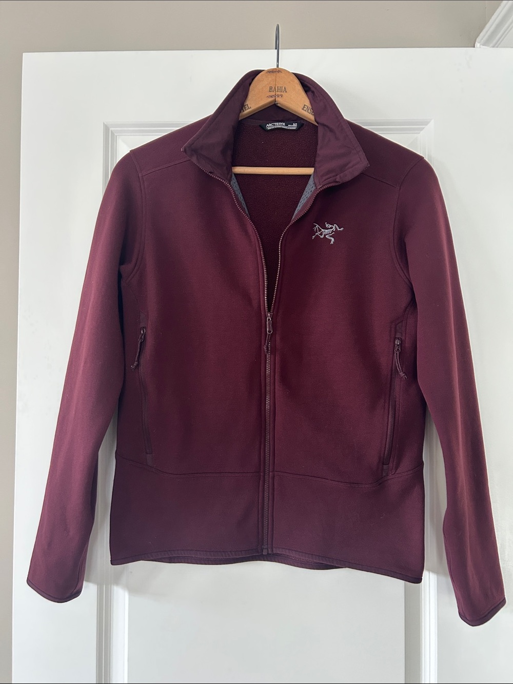 Arc'Teryx Kyanite Fleece Lined Jacket Sz S w MEASUREMENTS Burgundy, Zip Pockets